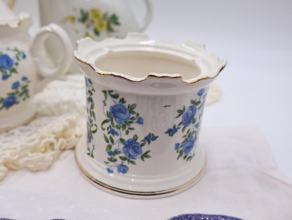 Various Teapots and Linens - 14