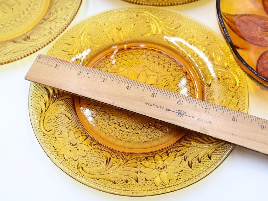 Vintage Amber Indiana Glass Plates and Bowl Set - 2