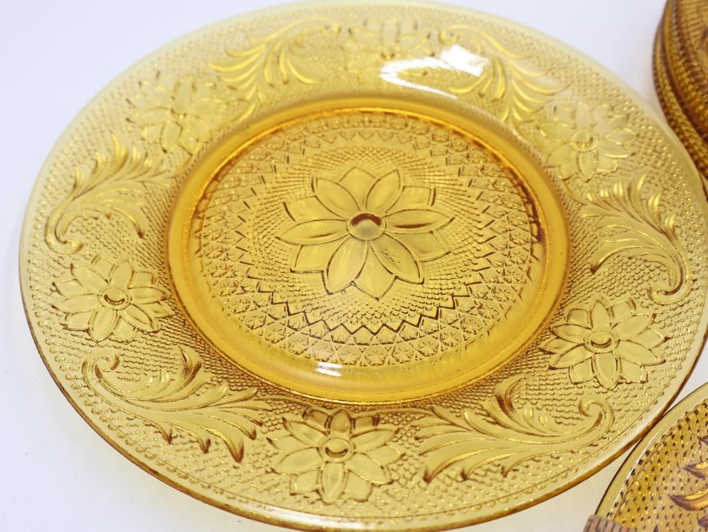 Vintage Amber Indiana Glass Plates and Bowl Set - 3