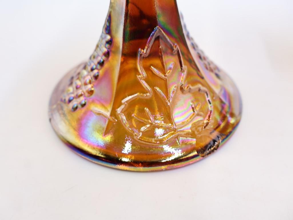 Two Amber Carnival Glass Dishes - 6