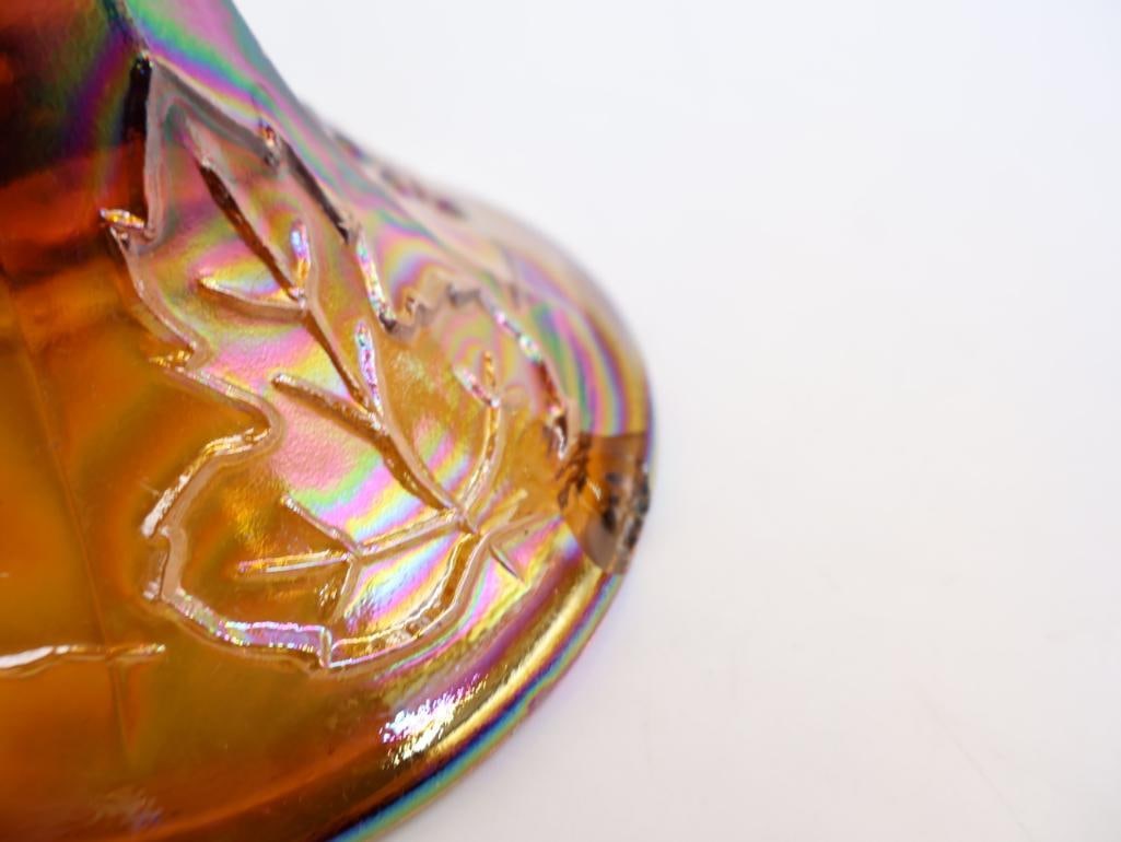 Two Amber Carnival Glass Dishes - 7