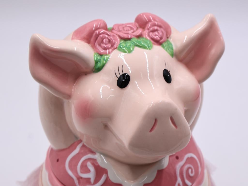Pink Ballerina Dancing Pig Cookie Jar - 3
