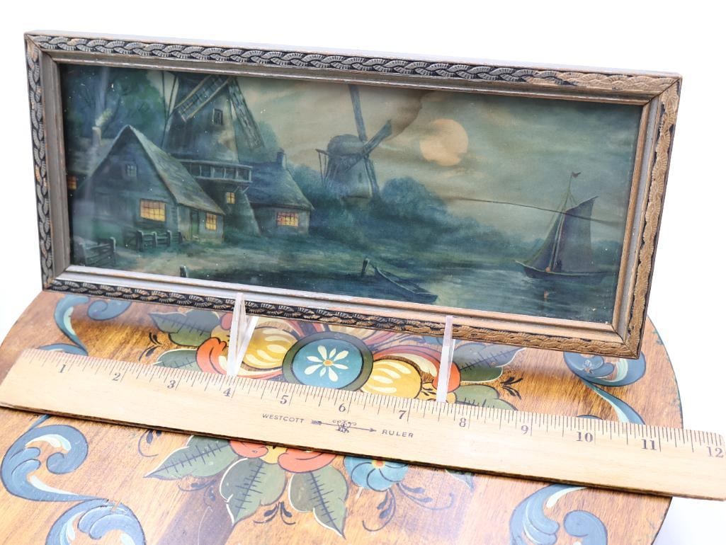 Collection of Vintage Decor Including Hand Painted Lazy Susan - 20