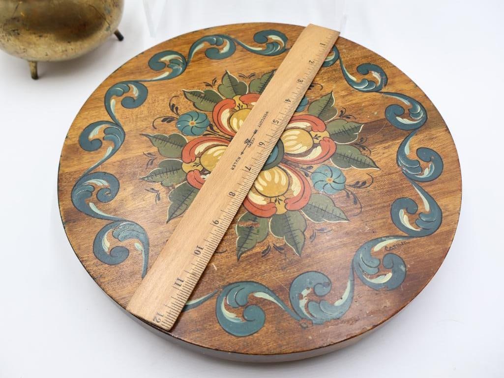 Collection of Vintage Decor Including Hand Painted Lazy Susan - 9
