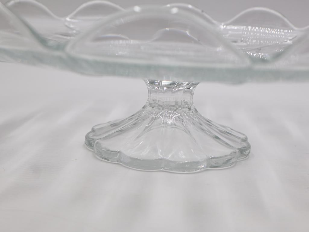 Covered Cake Pedestal Stand and Flower Serving Dishes - 10