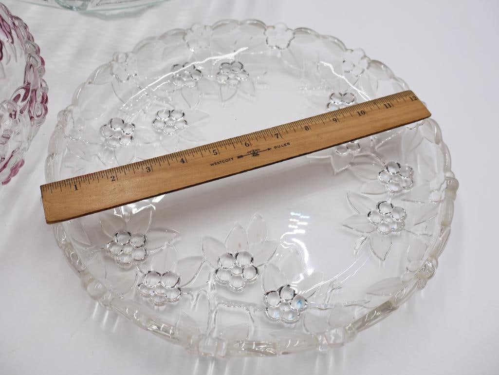 Covered Cake Pedestal Stand and Flower Serving Dishes - 3
