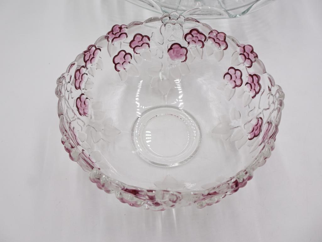 Covered Cake Pedestal Stand and Flower Serving Dishes - 6