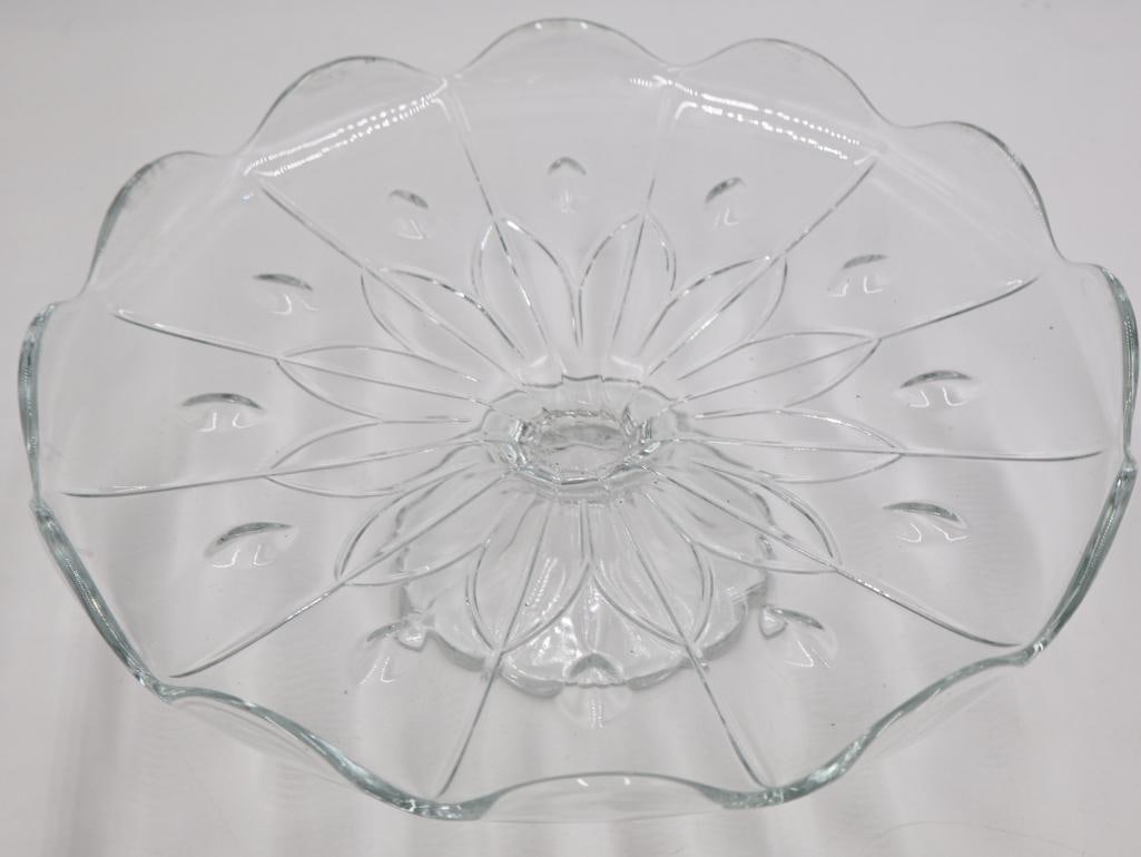 Covered Cake Pedestal Stand and Flower Serving Dishes - 9