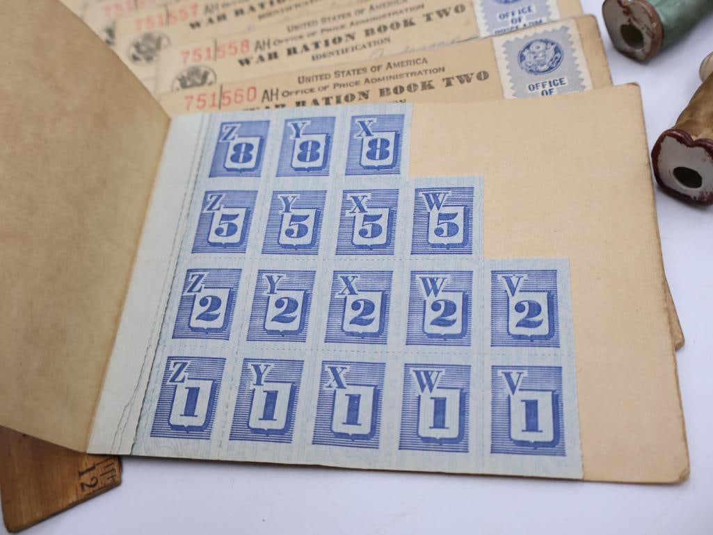 Lead Toy Soldier, Two German Bisque Comic Nodders, War Ration Books and More - 3