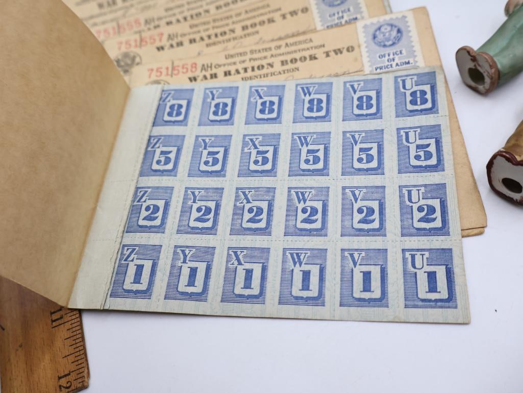 Lead Toy Soldier, Two German Bisque Comic Nodders, War Ration Books and More - 4