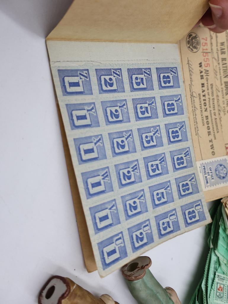 Lead Toy Soldier, Two German Bisque Comic Nodders, War Ration Books and More - 5