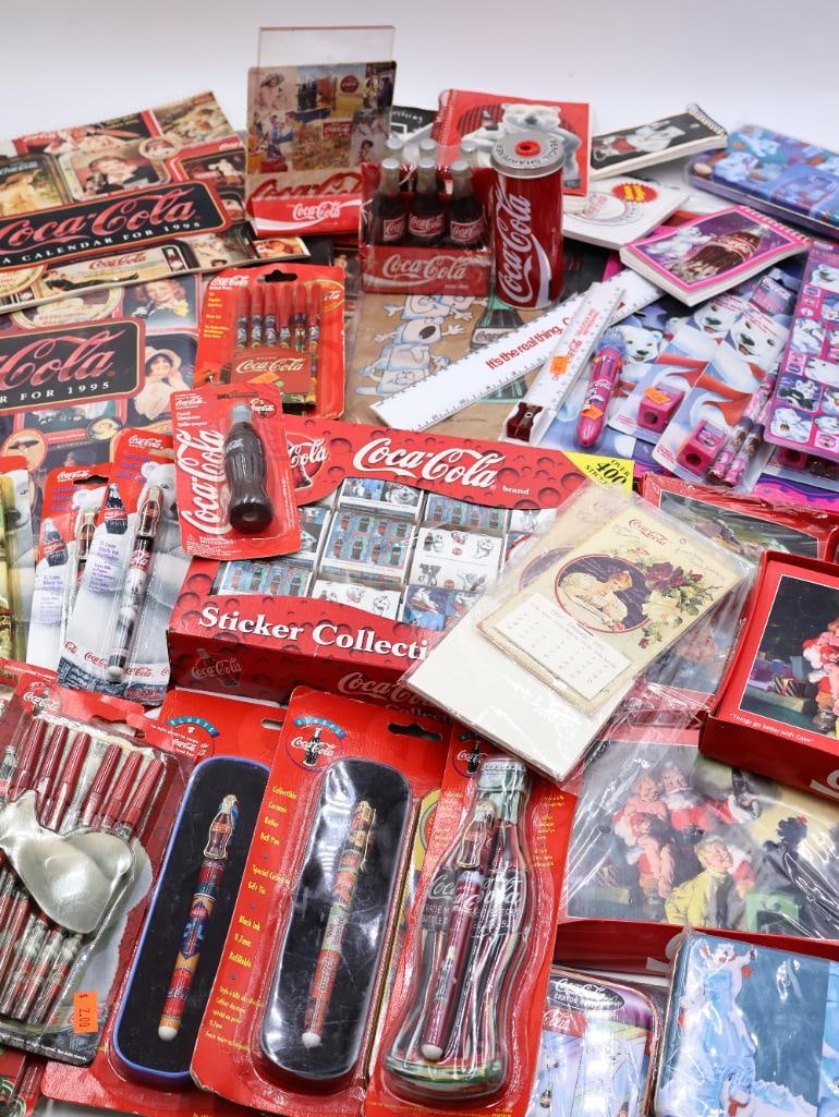 Large Lot of Coca-Cola Desk Collectables: Pens, pencils, folders, calendars, notebooks, bags, and so much more