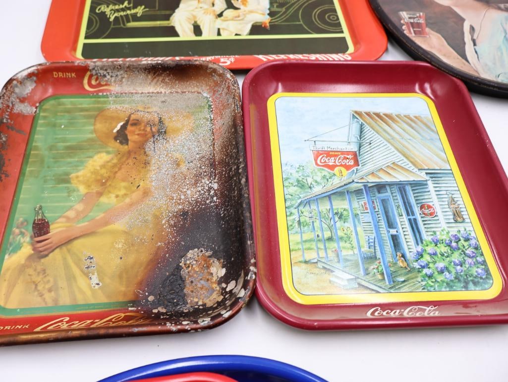 Seven Coca-Cola Metal Trays - 8