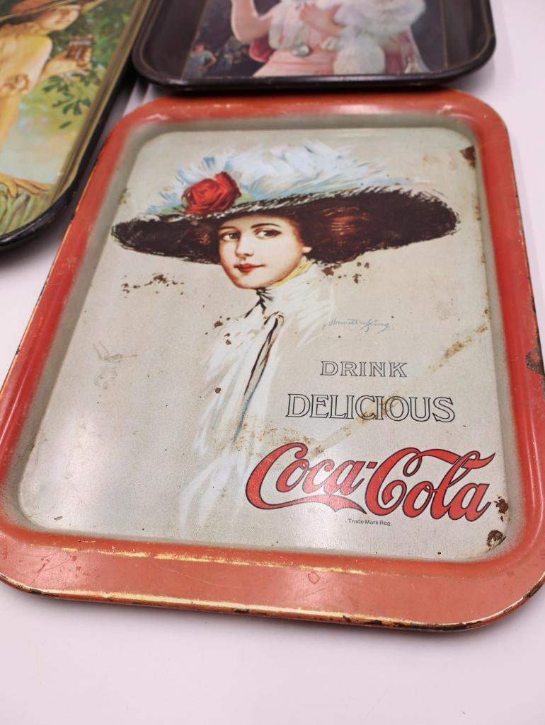 Six Coca-Cola Metal Trays - 6