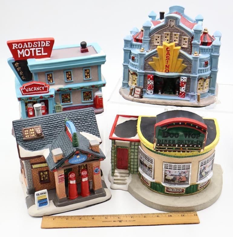 Four Ceramic Miniature Village Buildings - 2