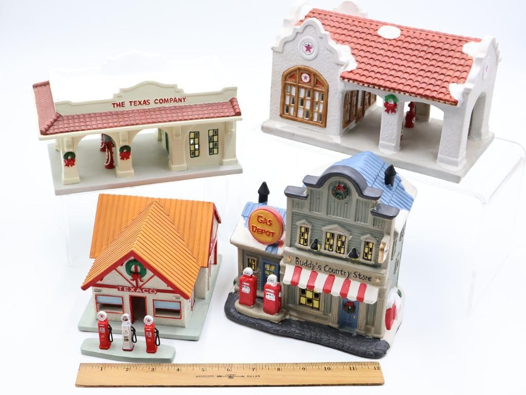 Four Miniature Village Fueling Stations - 2