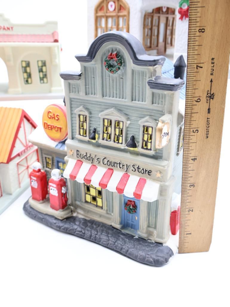 Four Miniature Village Fueling Stations - 3