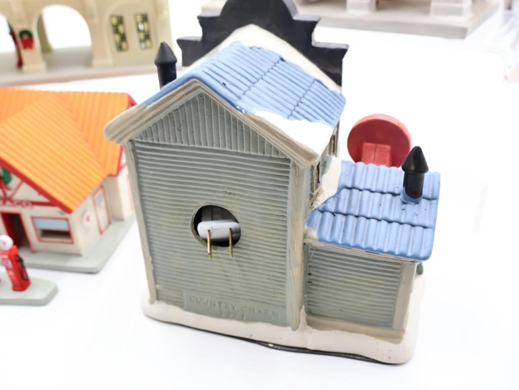 Four Miniature Village Fueling Stations - 4