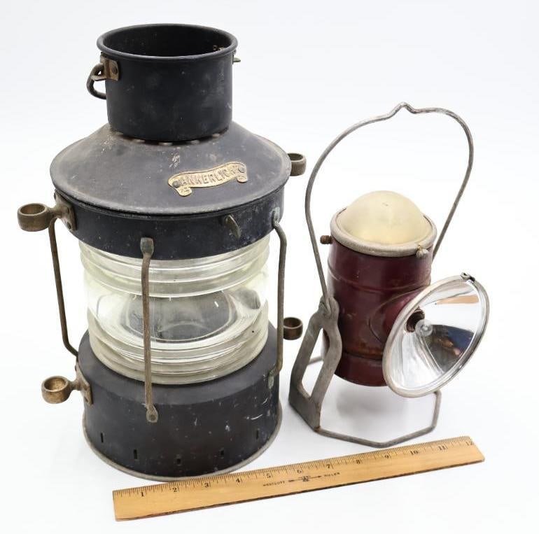 Vintage Ship Light and Electric Railroad Lantern - 2