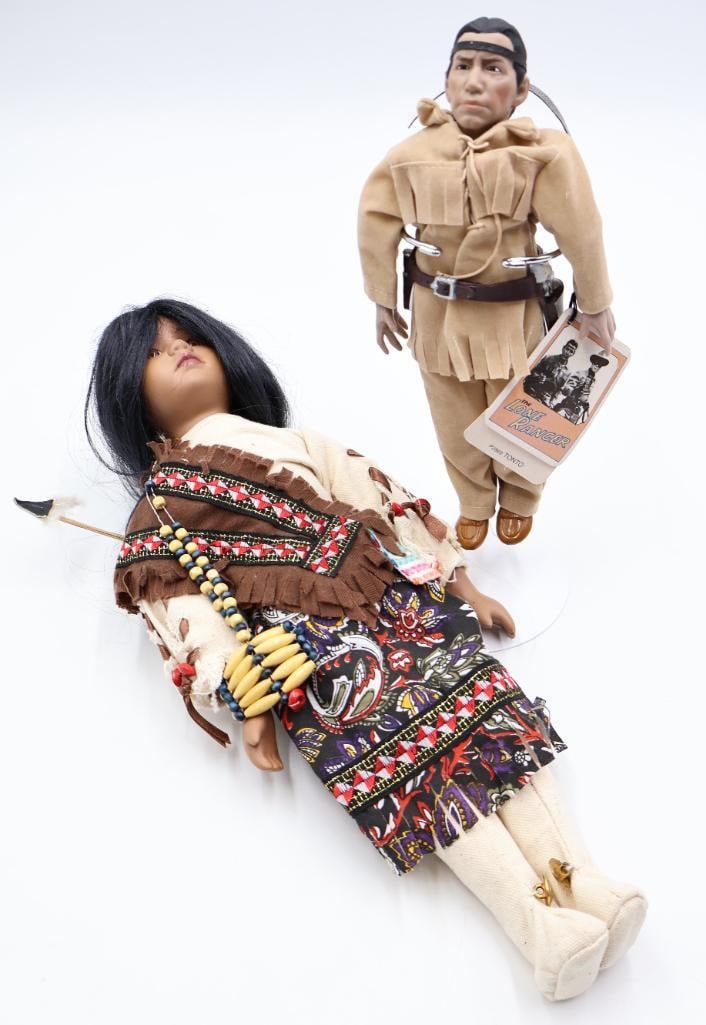 Vintage Tonto Doll and Native American Girl: The Lone Ranger doll with original tag