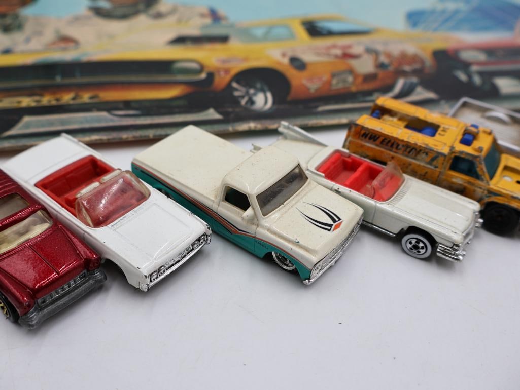 Various Hot Wheel Cars and Vintage Drag Race Set Box - 3