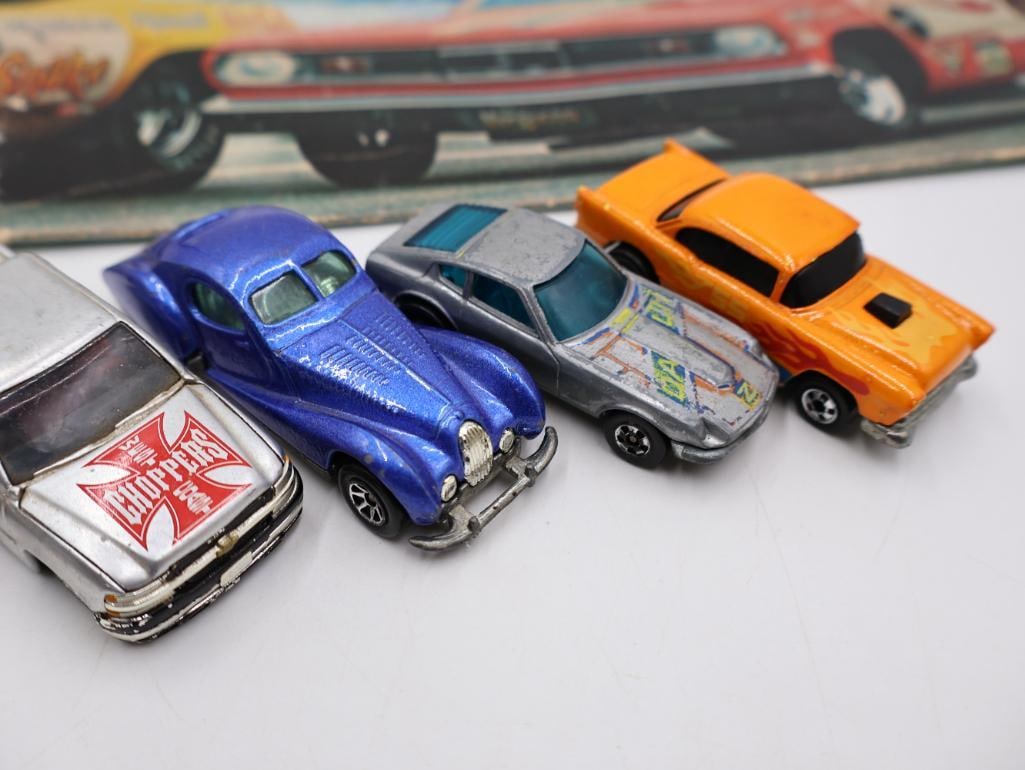 Various Hot Wheel Cars and Vintage Drag Race Set Box - 5