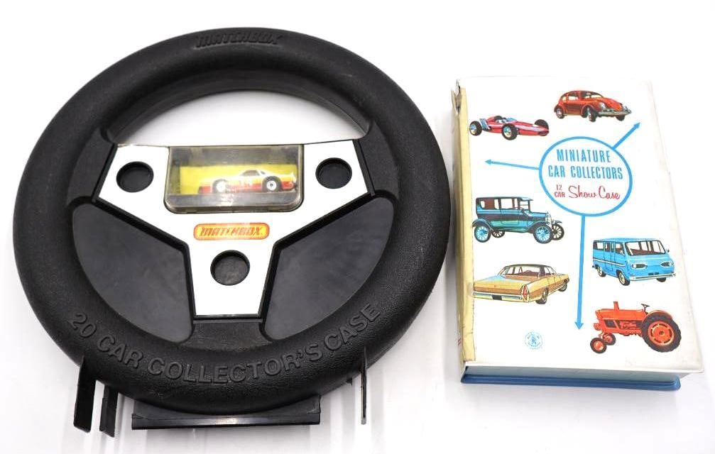 Vintage Matchbox Steering Wheel Case and Car Collector Showcase: Each case filled with various makes and models, please see all photos