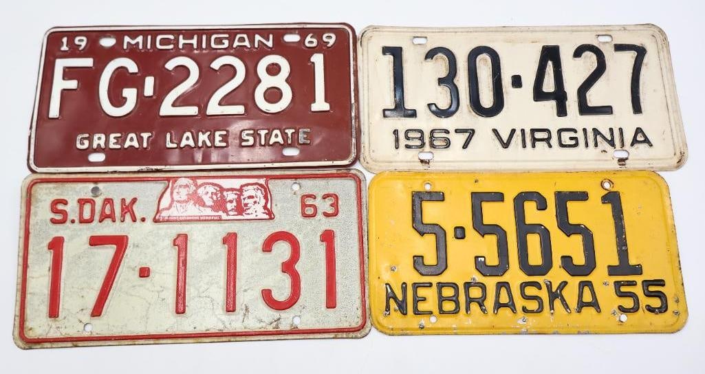 Four Vintage Mid Century License Plates (1 of 6)
