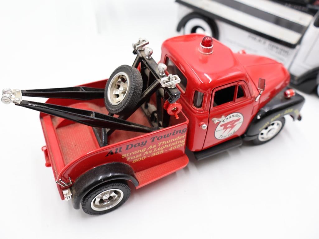 Six 1:24 Scale Model Diecast Tow Trucks and Police Vehicles - 12