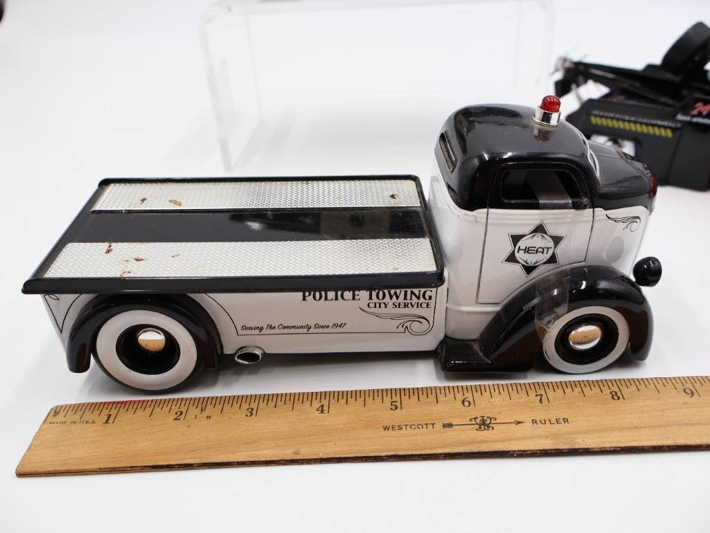 Six 1:24 Scale Model Diecast Tow Trucks and Police Vehicles - 14
