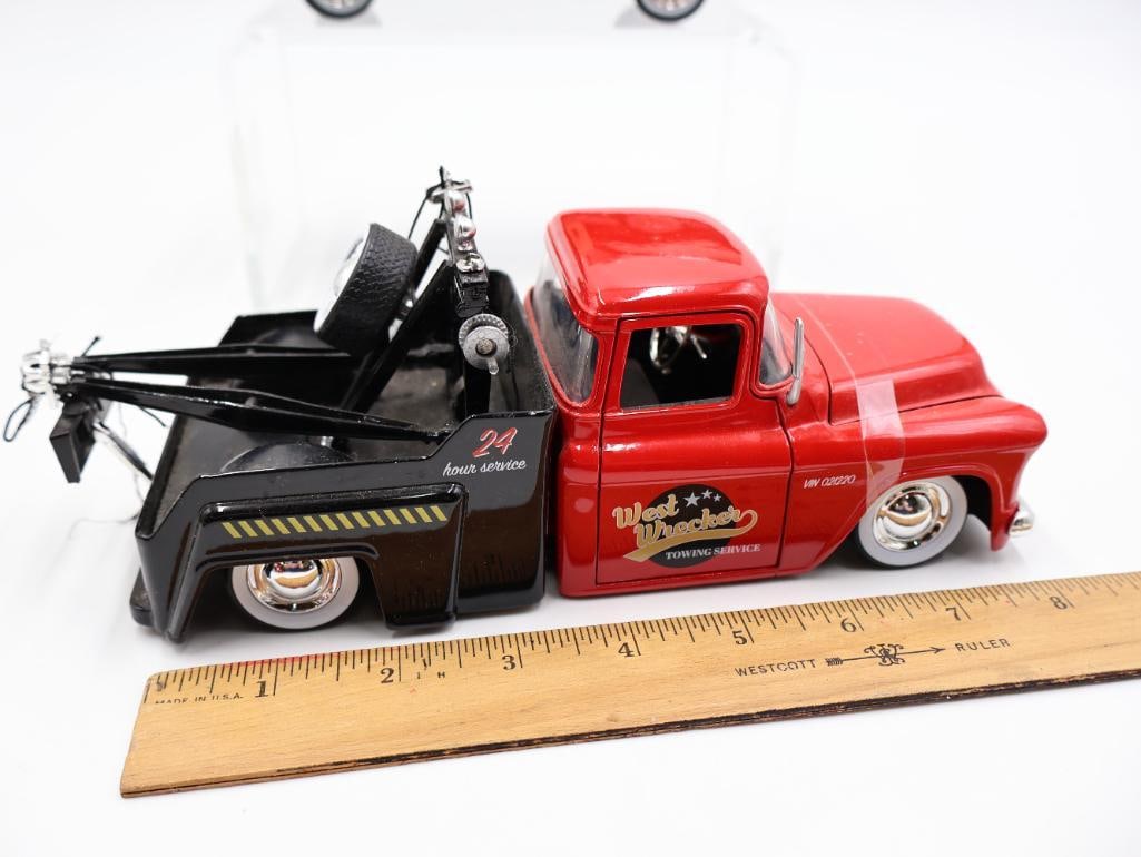 Six 1:24 Scale Model Diecast Tow Trucks and Police Vehicles - 17