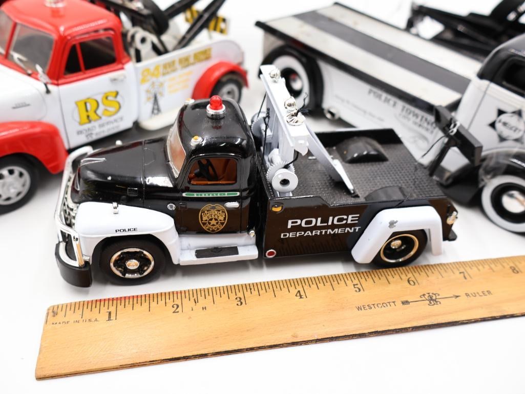Six 1:24 Scale Model Diecast Tow Trucks and Police Vehicles - 2