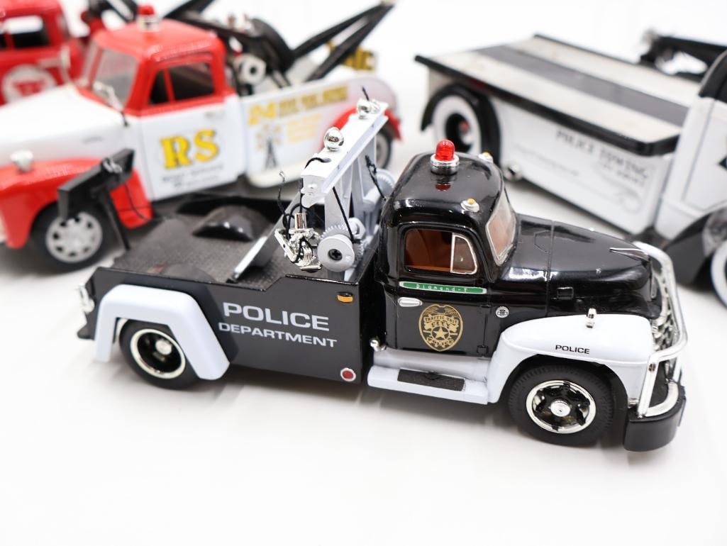 Six 1:24 Scale Model Diecast Tow Trucks and Police Vehicles - 4