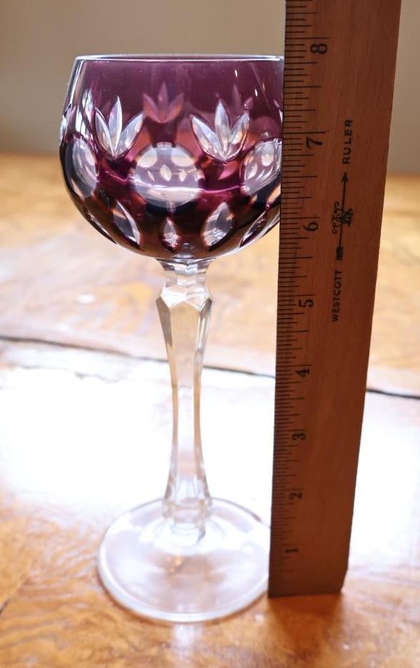 Vintage Nachtmann-Style Multicolor Cut-to-Clear Crystal Wine Goblets, Set of 6 - 4