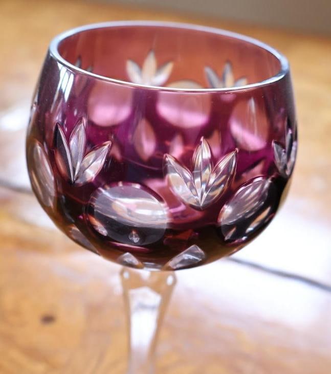 Vintage Nachtmann-Style Multicolor Cut-to-Clear Crystal Wine Goblets, Set of 6 - 5