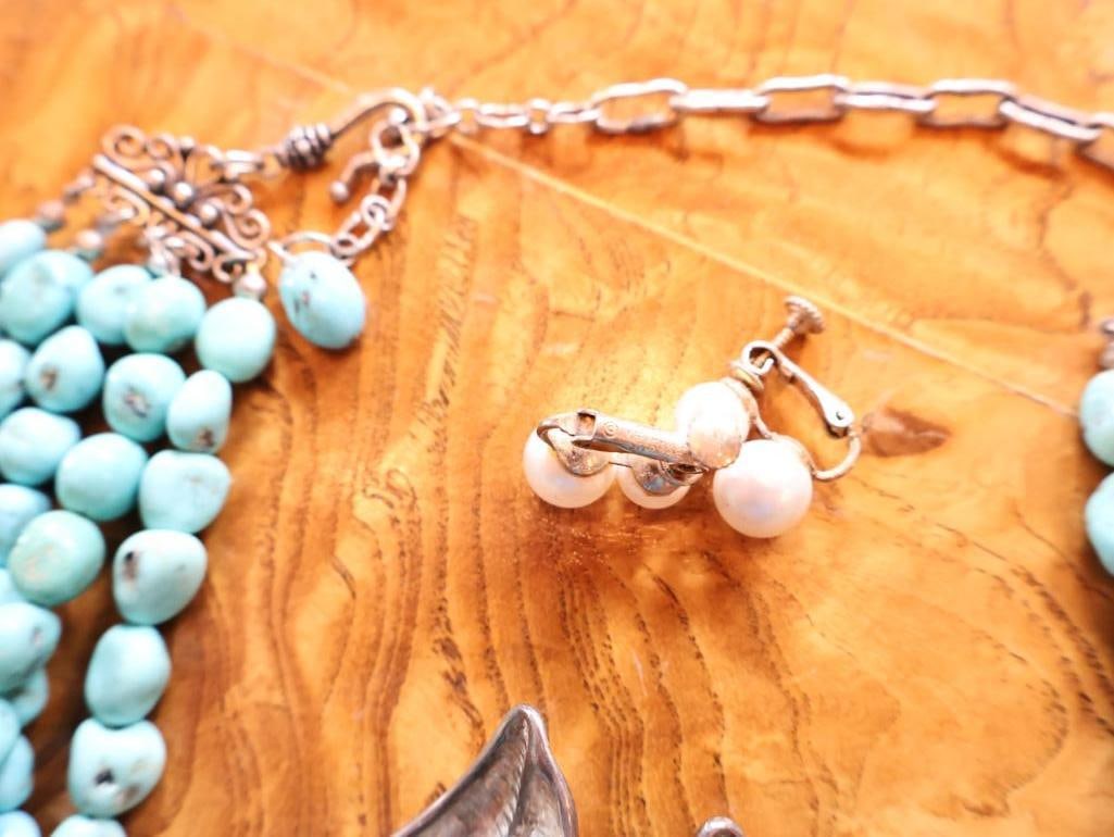 Turquoise and Pearl Jewelry Collection, Necklaces and Earrings - 10