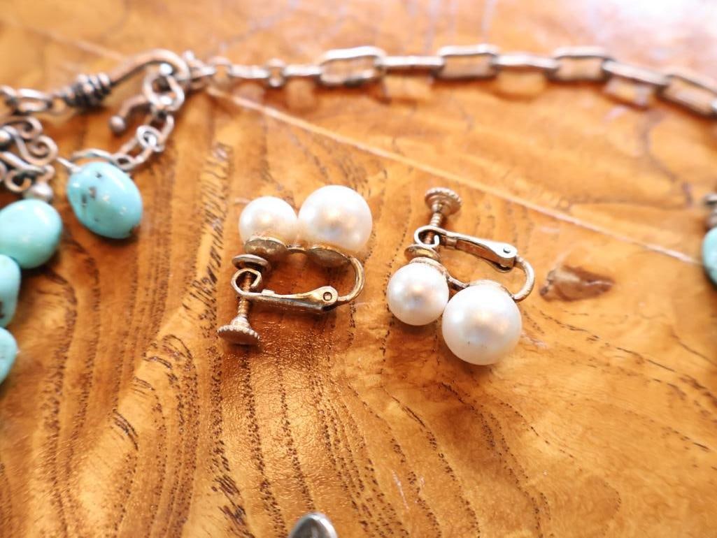 Turquoise and Pearl Jewelry Collection, Necklaces and Earrings - 9