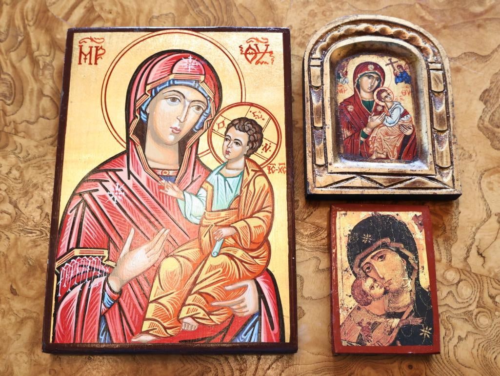 Three Byzantine-Style Virgin Mary & Christ Child Icons (1 of 10)
