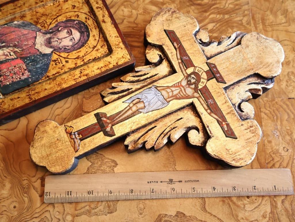 Pair of Greek Byzantine-Style Religious Icons - 2