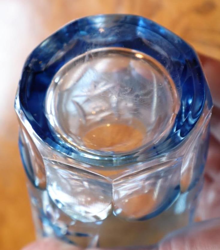 Set of Blue Cut Crystal Grape and Vine Highball Glasses - 5