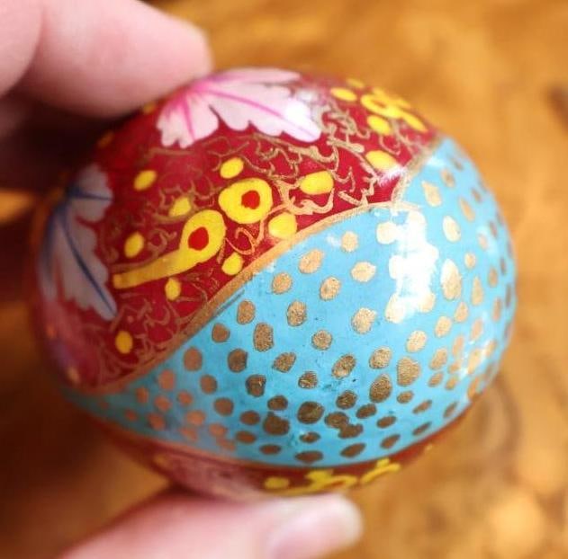 Russian Folk Art Collection Lacquer Box, Hand-Painted Eggs and Enameled Cup - 9