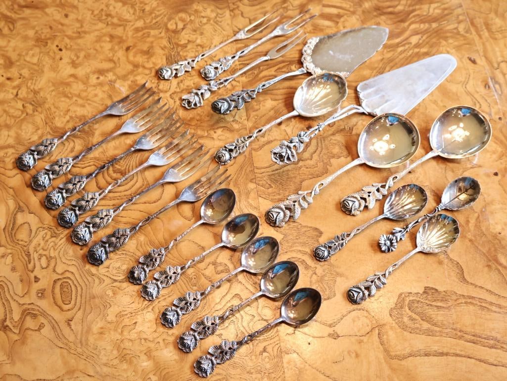 Vintage Silverplate Floral & Rose Flatware and Serving Utensil Collection - 2