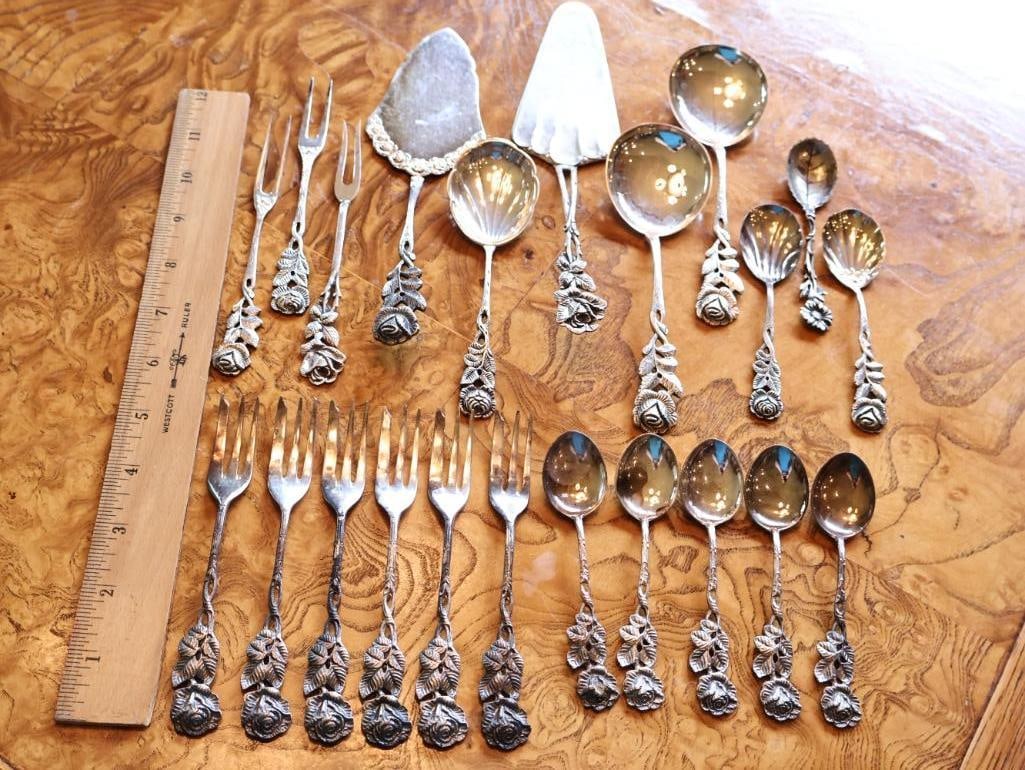 Vintage Silverplate Floral & Rose Flatware and Serving Utensil Collection - 3