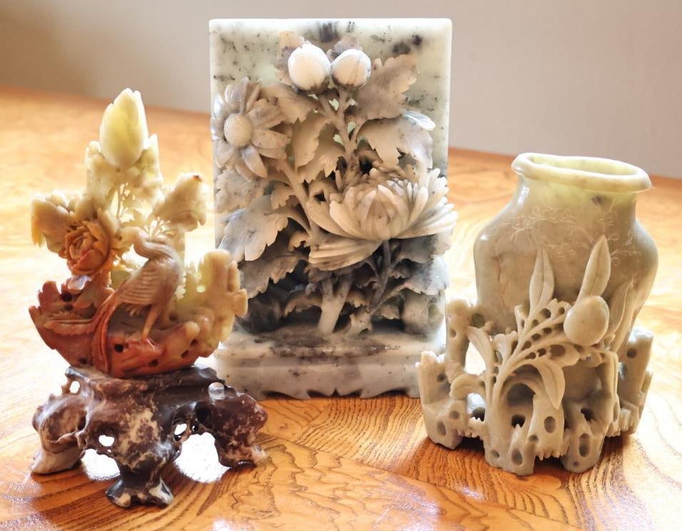Three Chinese Carved Hardstone Decorative Sculptures (1 of 15)