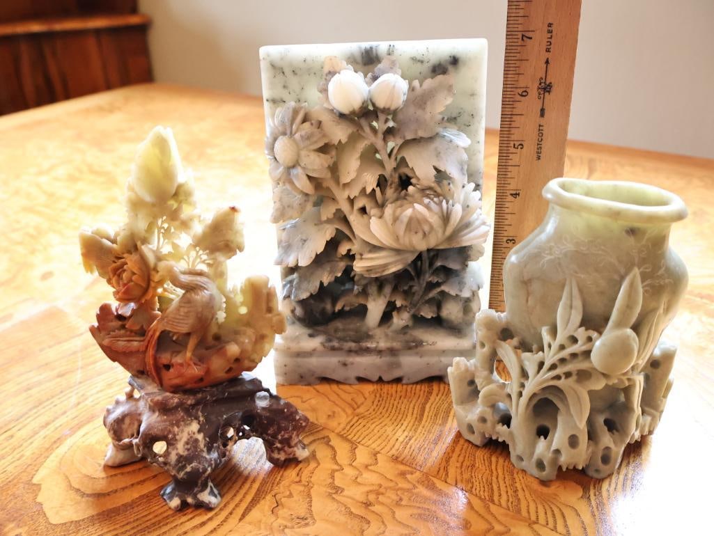 Three Chinese Carved Hardstone Decorative Sculptures - 2