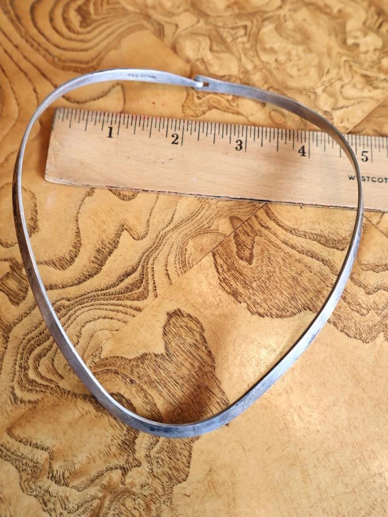 Four Modernist Silver-Tone Collar Necklaces, Two Sterling - 6