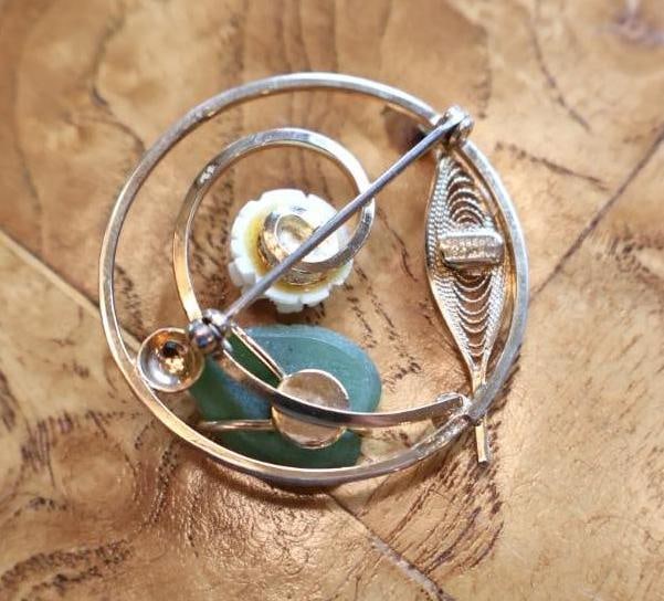 Jade Bead Jewelry Lot with 14K Gold Clasp and Carved Jade - 13