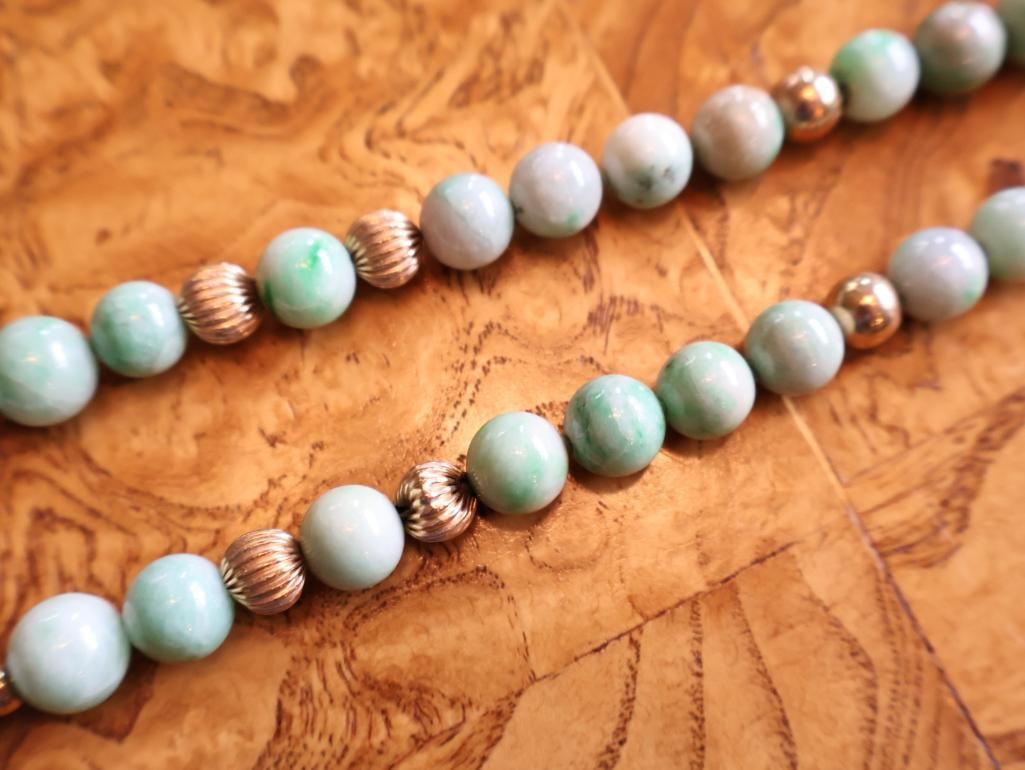 Jade Bead Jewelry Lot with 14K Gold Clasp and Carved Jade - 4