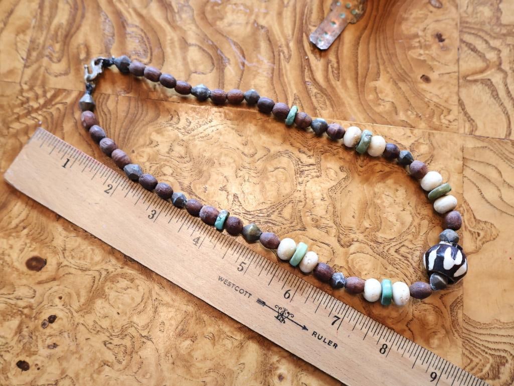 Southwestern Mixed Media Wall Sculpture and beaded Necklace - 3