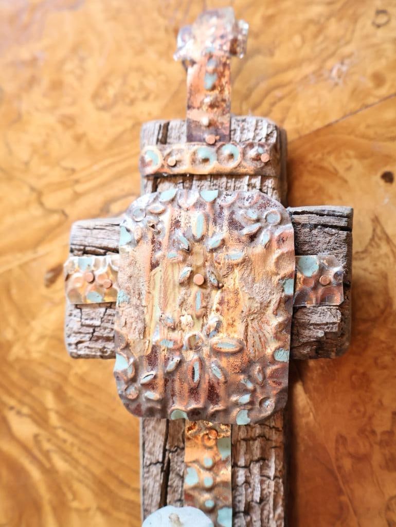 Southwestern Mixed Media Wall Sculpture and beaded Necklace - 6
